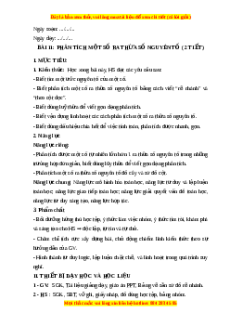 Giáo án Phân tích một số ra thừa số nguyên tố Toán 6 Cánh diều