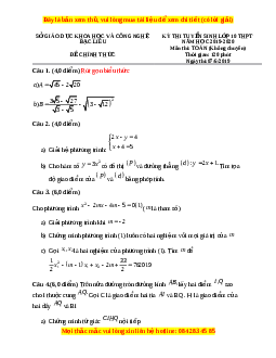 Đề thi vào 10 môn Toán tỉnh Bạc Liêu năm 2020