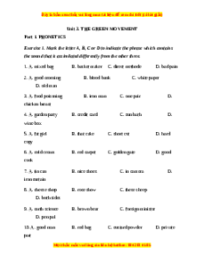 Trắc nghiệm Unit 3: The green movement Tiếng Anh 12 chương trình thí điểm