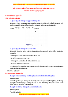 Chuyên đề Đường vuông góc và đường xiên Toán 7 Cánh diều