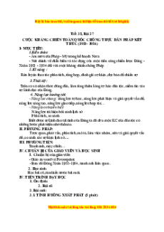Giáo án Bài 27 Lịch sử 9: Cuộc kháng chiến toàn quốc chống thực dân Pháp xâm lược kết thúc (1953-1954)
