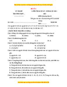 Đề thi cuối kì 1 Hóa học 10 Chân trời sáng tạo - Đề 6