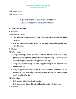 Giáo án Bài 2: Tìm thông tin trên website Tin học lớp 5 Chân trời sáng tạo