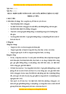Giáo án Phép chiếu vuông góc. Góc giữa đường thẳng và mặt phẳng Toán 11 Kết nối tri thức
