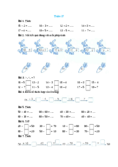 Bài tập cuối tuần Toán lớp 1 Tuần 27 Cánh diều (có lời giải)