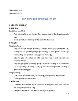 Giáo án Bài 7: Thực hành soạn thảo văn bản Tin học lớp 5 Kết nối tri thức