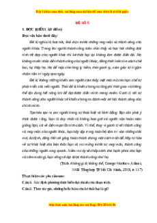 Đề thi giữa kì 1 Ngữ văn 12 - đề 5 có đáp án