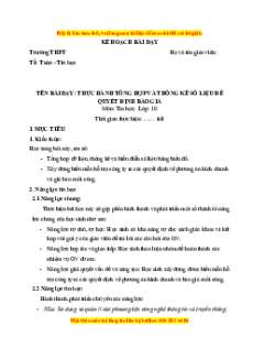 Giáo án CĐ Thực hành tổng hợp và thống kê số liệu để quyết định báo giá Tin 10 Kết nối tri thức