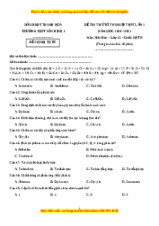 Đề thi thử Hóa Học trường Yên Định năm 2021