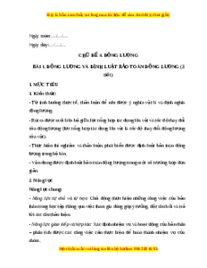 Giáo án Bài 1 Vật lí 10 Cánh diều (2024): Động lượng và định luật bảo toàn động lượng
