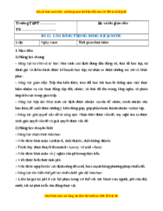 Giáo án Cân bằng trong dung dịch nước Hóa học 11 Chân trời sáng tạo