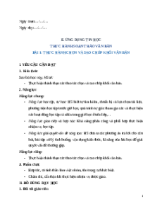 Giáo án Chủ đề E Bài 1 Tin học lớp 5 Cánh diều: Thực hành chọn và sao chép khối văn bản