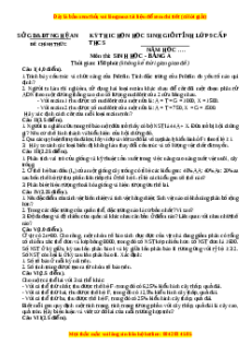 Đề thi hsg Sinh học 9 Tỉnh Nghệ An năm 2015 có đáp án