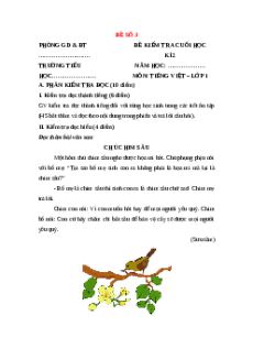 Đề thi Tiếng Việt lớp 1 Học kì 2 Cánh diều (Đề 3)