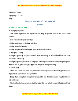 Giáo án Tìm phân số của một số Toán lớp 4 Cánh diều