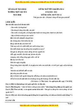 Đề thi thử Ngữ Văn trường Chuyên Thái Bình lần 2 năm 2021