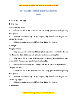 Giáo án Bài 17 Lịch sử & Địa lí lớp 4 Cánh diều: Lễ hội Cồng chiêng Tây Nguyên