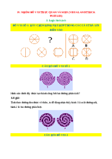 Logic hình ảnh - Toán đố, Toán IQ (có lời giải)