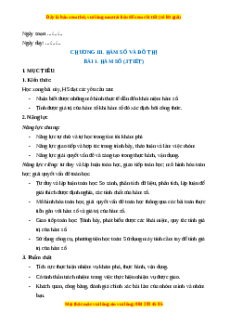 Giáo án Hàm số Toán 8 Cánh diều