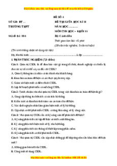 Đề thi giữa kì 2 Tin học 11 Cánh diều (Đề 4)