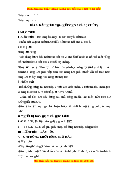 Giáo án Dấu hiệu chia hết cho 2, cho 5 Toán 6 Cánh diều