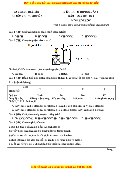 Đề thi thử Hóa Học trường Chuyên Thái Bình năm 2021