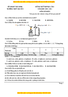 Đề thi thử Hóa Học trường Chuyên Thái Bình năm 2021