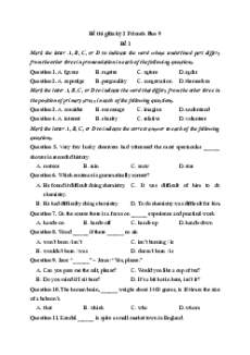 Bộ 5 đề thi giữa kì 2 Tiếng Anh 9 Friends Plus có đáp án