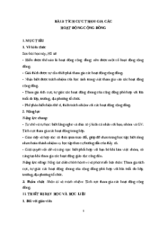Giáo án Bài 3: Tích cực tham gia các hoạt động cộng đồng Giáo dục công dân 9 Kết nối tri thức