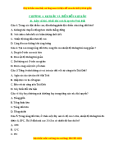 Trắc nghiệm Bài 12 Địa lí 6 Chân trời sáng tạo: Lớp vỏ khí. Khối khí. Khí áp và gió trên Trái Đất
