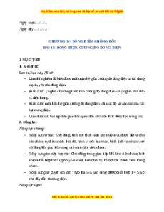 Giáo án Dòng điện. Cường độ dòng điện Vật lí 11 Chân trời sáng tạo