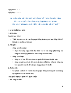 Giáo án chuyên đề Bài 1: Vai trò của công nghệ thông tin trong lập bản vẽ và thiết kế Công nghệ thiết kế 10 Kết nối tri thức