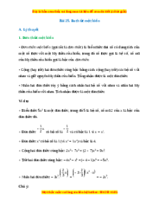 Lý thuyết Bài 25: Đa thức một biến
