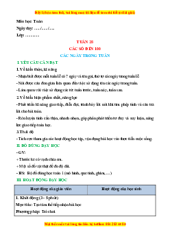 Giáo án Các ngày trong tuần Toán lớp 1 Chân trời sáng tạo