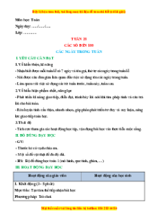 Giáo án Các ngày trong tuần Toán lớp 1 Chân trời sáng tạo