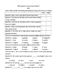 Bộ 9 đề thi giữa kì 1 Tiếng Anh 9 Ilearn Smart world có đáp án