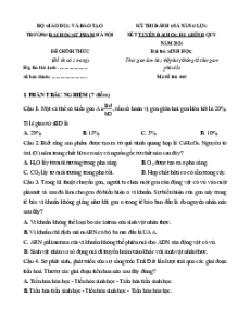 Đề thi Sinh học ĐGNL Đại học Sư phạm Hà Nội (các năm)