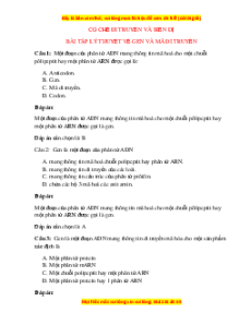 Bộ Trắc nghiệm Sinh học 12 (cả năm) có đáp án
