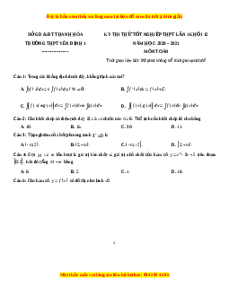 Đề thi thử Toán trường Yên Định 1 năm 2021