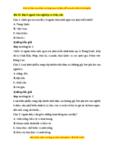 Trắc nghiệm Bài 25 Địa Lí 10 Kết nối tri thức: Địa lí ngành lâm nghiệp và ngành thủy sản