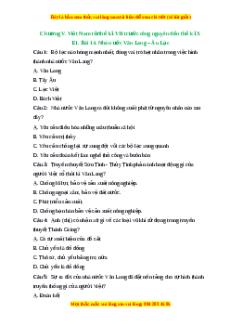 Trắc nghiệm Bài 14 Lịch sử 6 Kết nối tri thức: Nhà nước Văn Lang - Âu Lạc