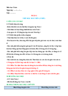 Giáo án Học kì 1 Toán lớp 1 Kết nối tri thức (năng lực số)