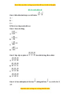 Trắc nghiệm So sánh phân số Toán 6 Chân trời sáng tạo