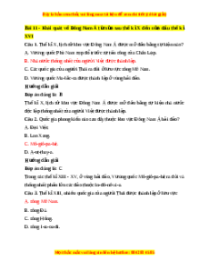 Trắc nghiệm Lịch sử 7 Bài 11 Chân trời sáng tạo: Khái quát về Đông Nam Á từ nửa sau thế kỉ X đến nửa đầu thế kỉ XVI