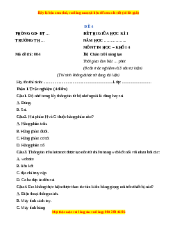 Đề thi giữa kì 1 Tin học lớp 4 Chân trời sáng tạo - Đề 4