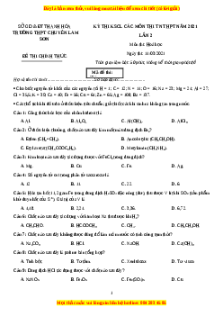 Đề thi thử Hóa Học trường Chuyên Lam lần 2 Sơn năm 2021