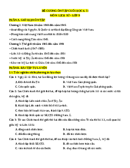 Đề cương ôn tập Cuối kì 1 Lịch sử 9 (dùng chung cả 3 sách)