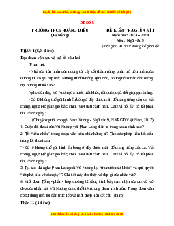 Đề thi giữa kì 1 Ngữ văn 9 - Đề 5