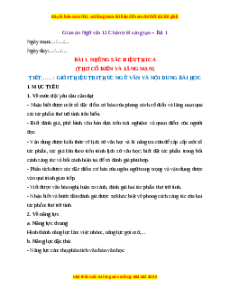 Giáo án Bài 1: Những sắc điệu thi ca Ngữ Văn 12 Chân trời sáng tạo