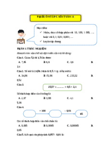 Bài tập cuối tuần Toán lớp 5 Kết nối tri thức Tuần 11